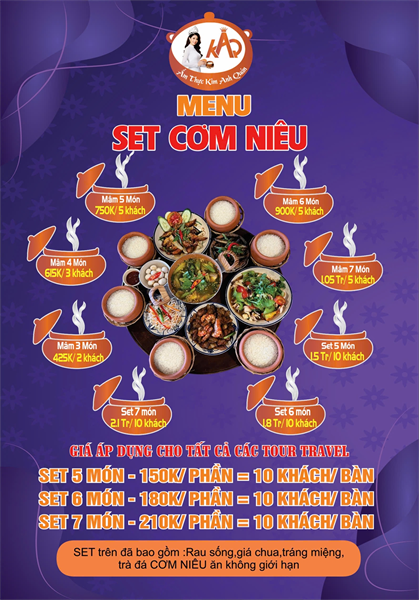 Menu cơm niêu Đà Lạt Kim Anh quán26