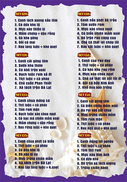 Menu cơm niêu Đà Lạt Kim Anh quán2