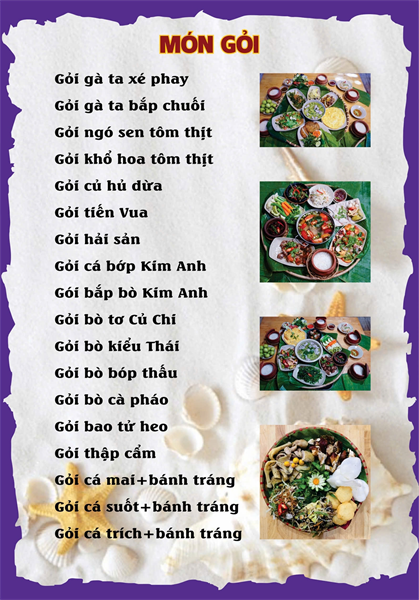 Menu cơm niêu Đà Lạt Kim Anh quán12