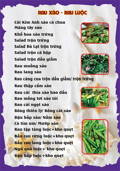 Menu cơm niêu Đà Lạt Kim Anh quán5
