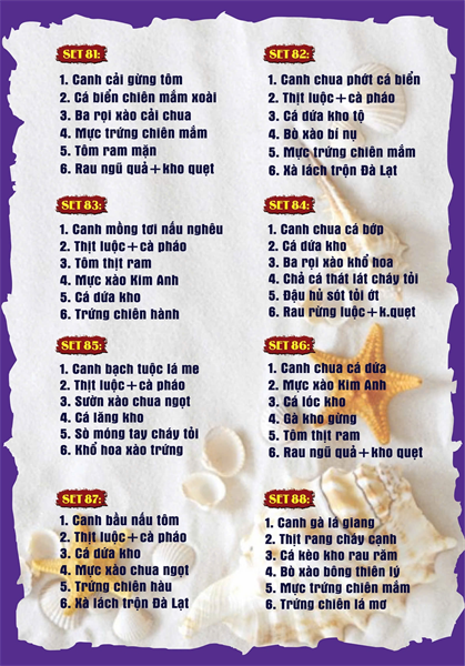 Menu cơm niêu Đà Lạt Kim Anh quán6
