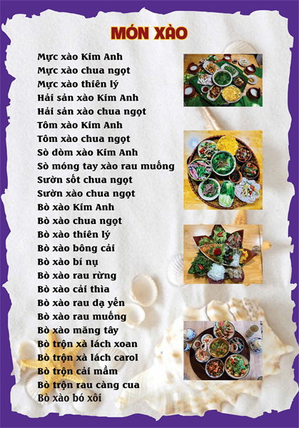 Menu cơm niêu Đà Lạt Kim Anh quán8